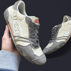 Vintage Y2K Diesel low profile grey tan white leather suade sneaker shoes